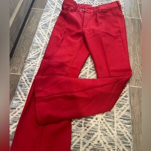 Vibrant Red Women's Flare Jeans